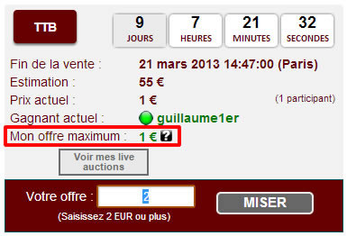 Mon offre maximum e-auction cgb.fr